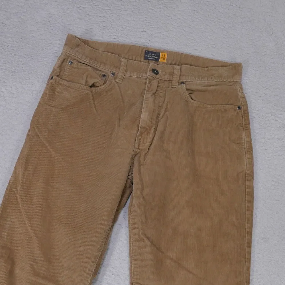 J Crew Pants Mens 31x29 Slim Straight Brown Corduroy